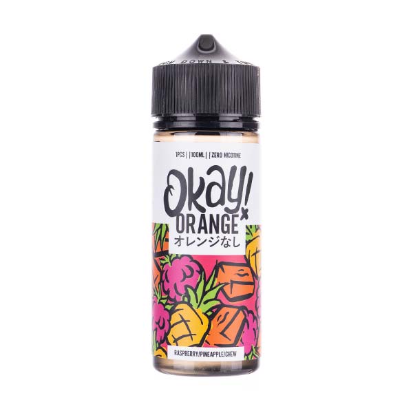 Raspberry & Pineapple Chew 100ml Shortfill E-Liquid by Okay! Orange